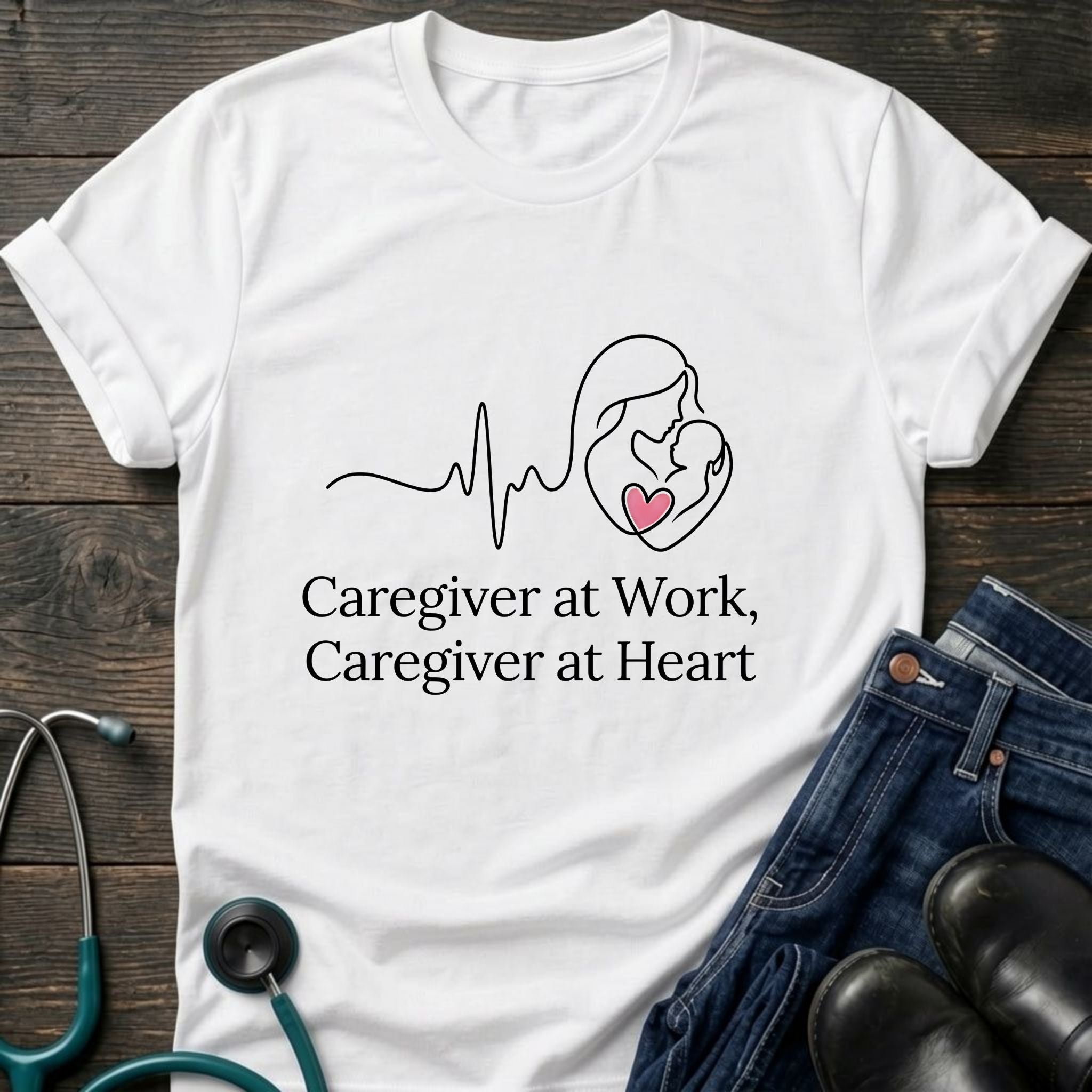 Caregiver at Home Caregiver at Work Nurse Mom Tribute Tee
