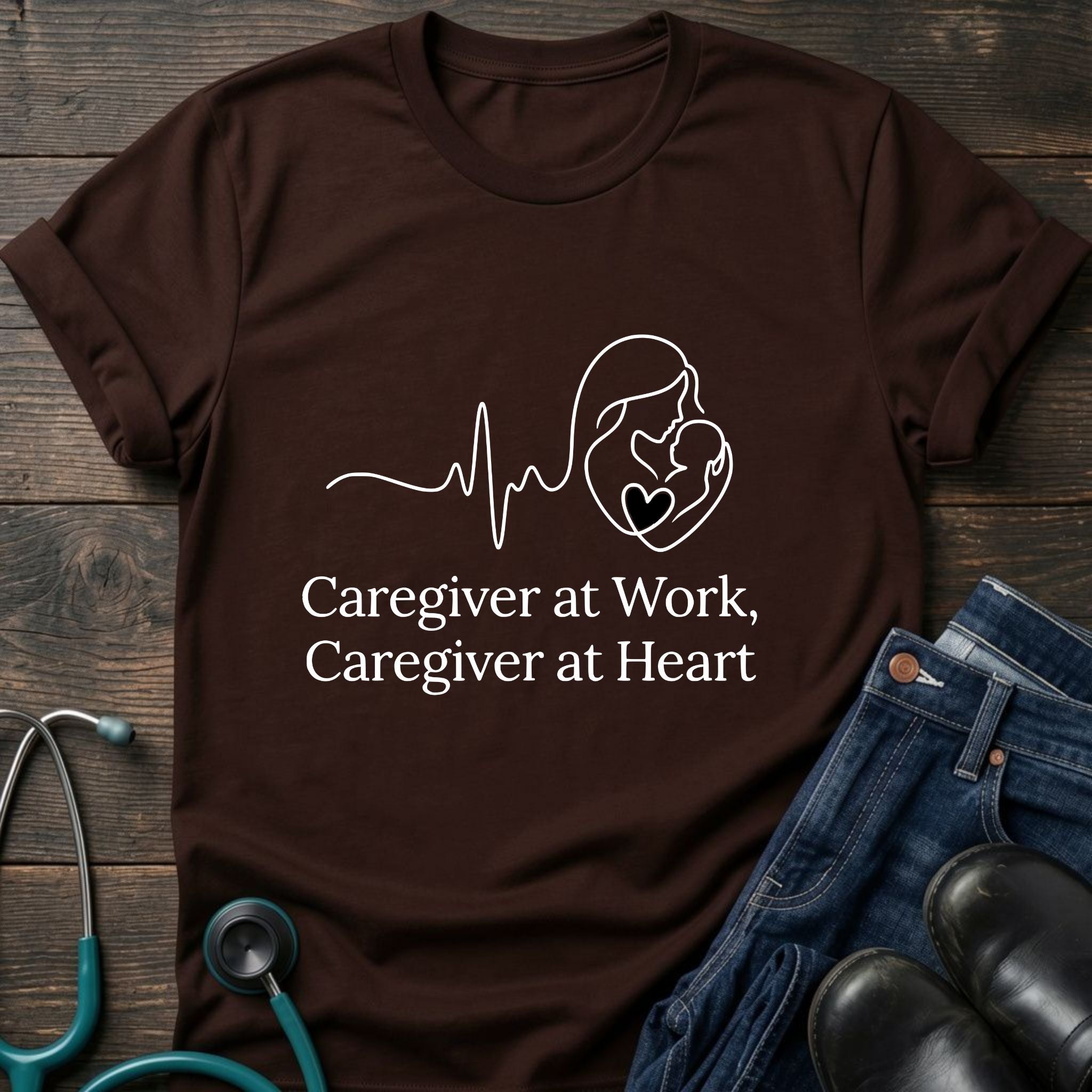 Caregiver at Home Caregiver at Work Nurse Mom Tribute Tee