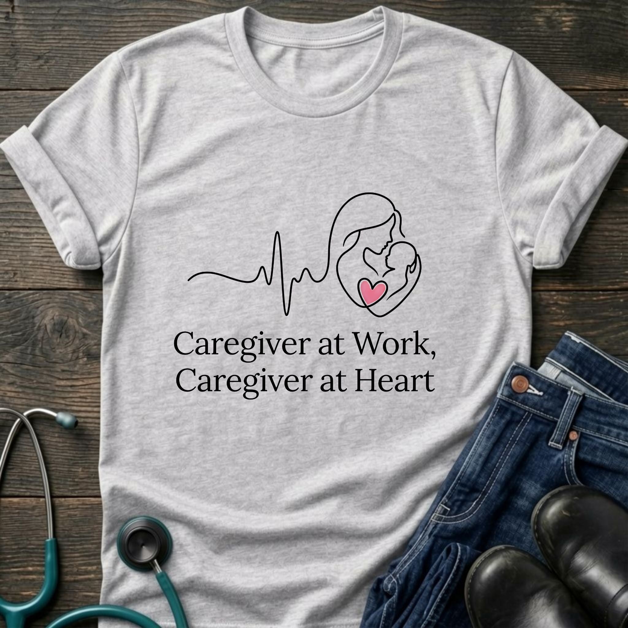 Caregiver at Home Caregiver at Work Nurse Mom Tribute Tee