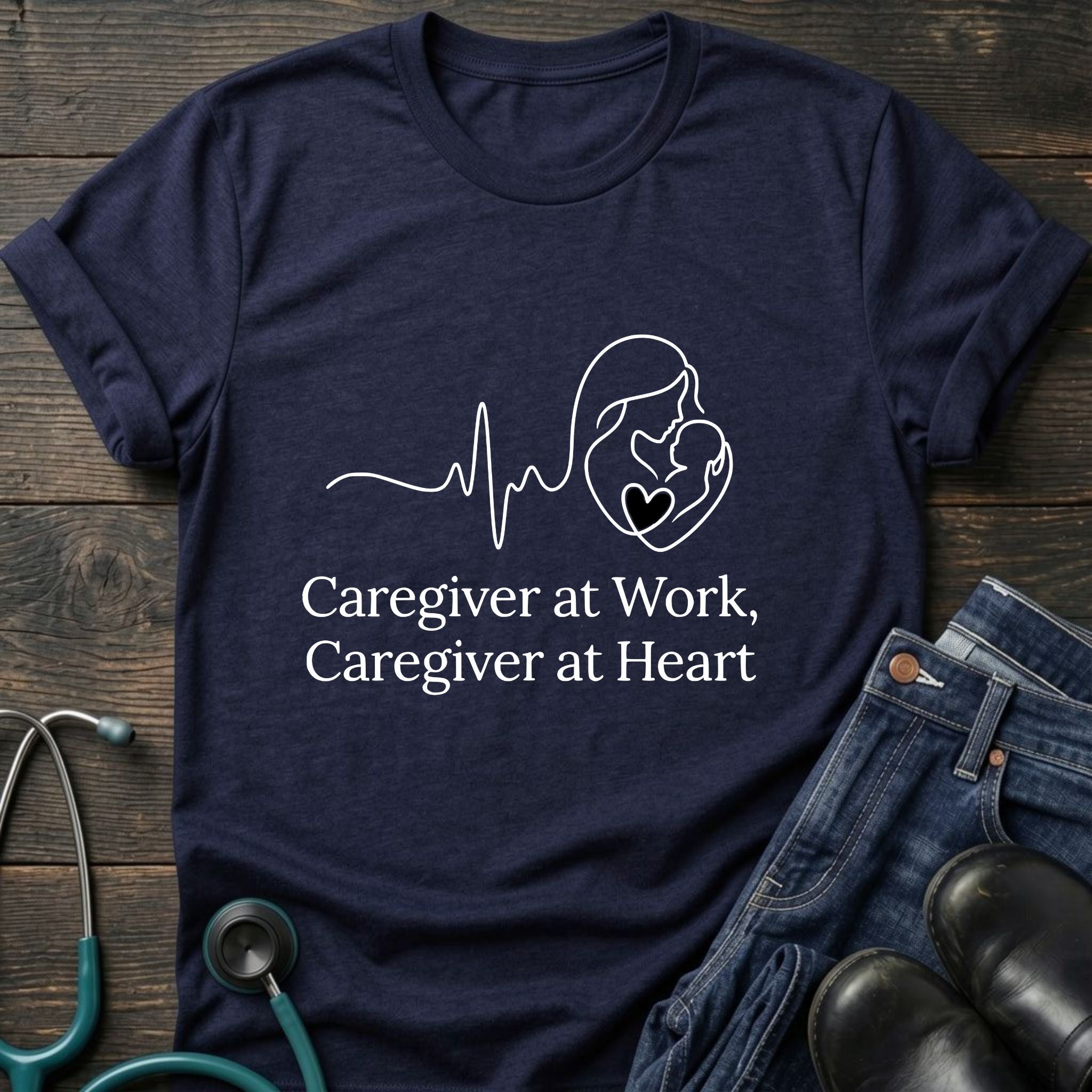 Caregiver at Home Caregiver at Work Nurse Mom Tribute Tee