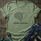 Mindful & Medicated T-Shirt — Brain Heart Graphic Mental Health Tee