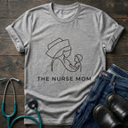 Minimalist Line Art Mother Baby Nurse Mom Tee