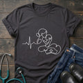 T-Shirt — Minimal Mother & Baby Line Art with Heartbeat Design