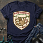 Nurse Coffee Club Sloth and Coffee Badge Tee