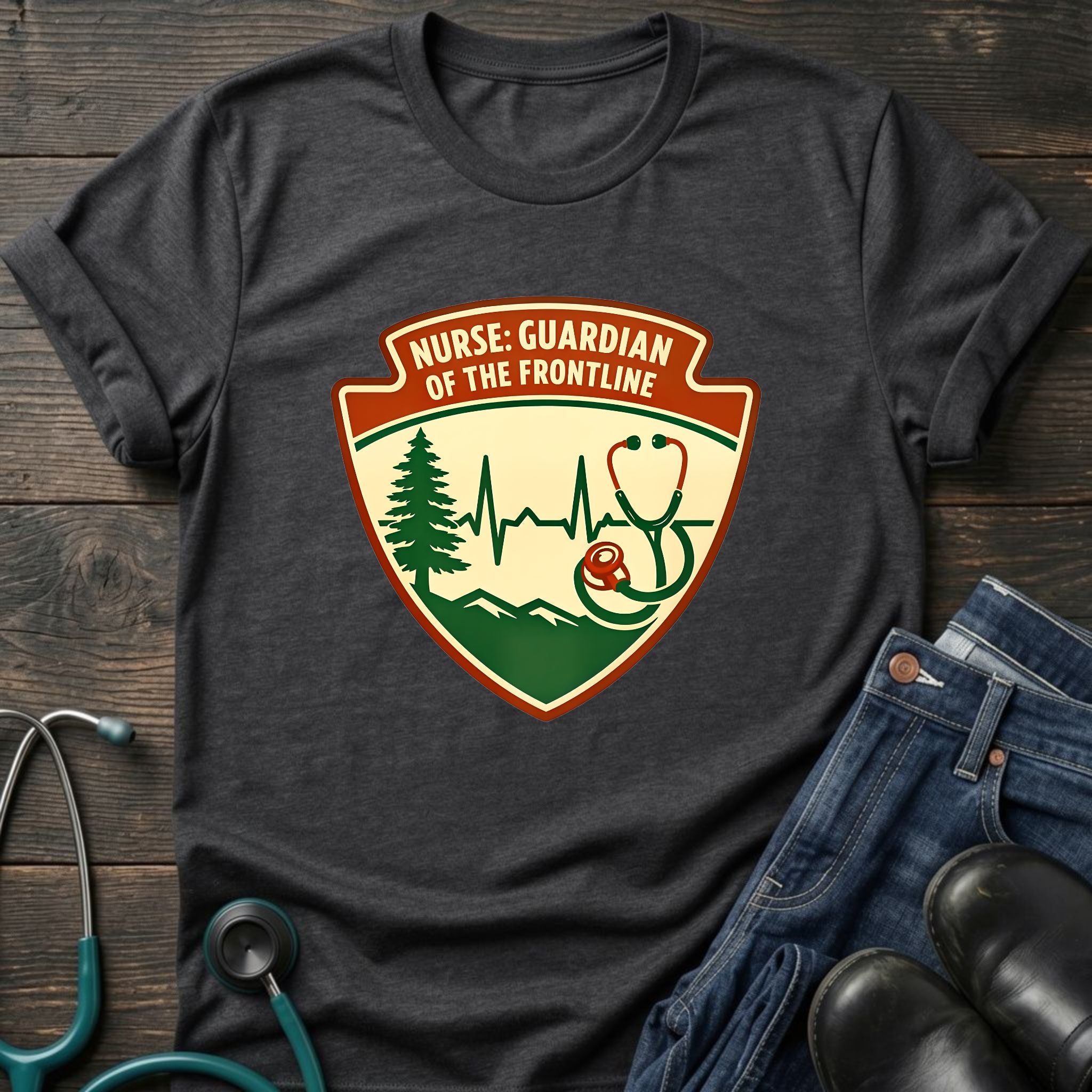 Guardian of the Frontline Retro Badge Nurse Tee