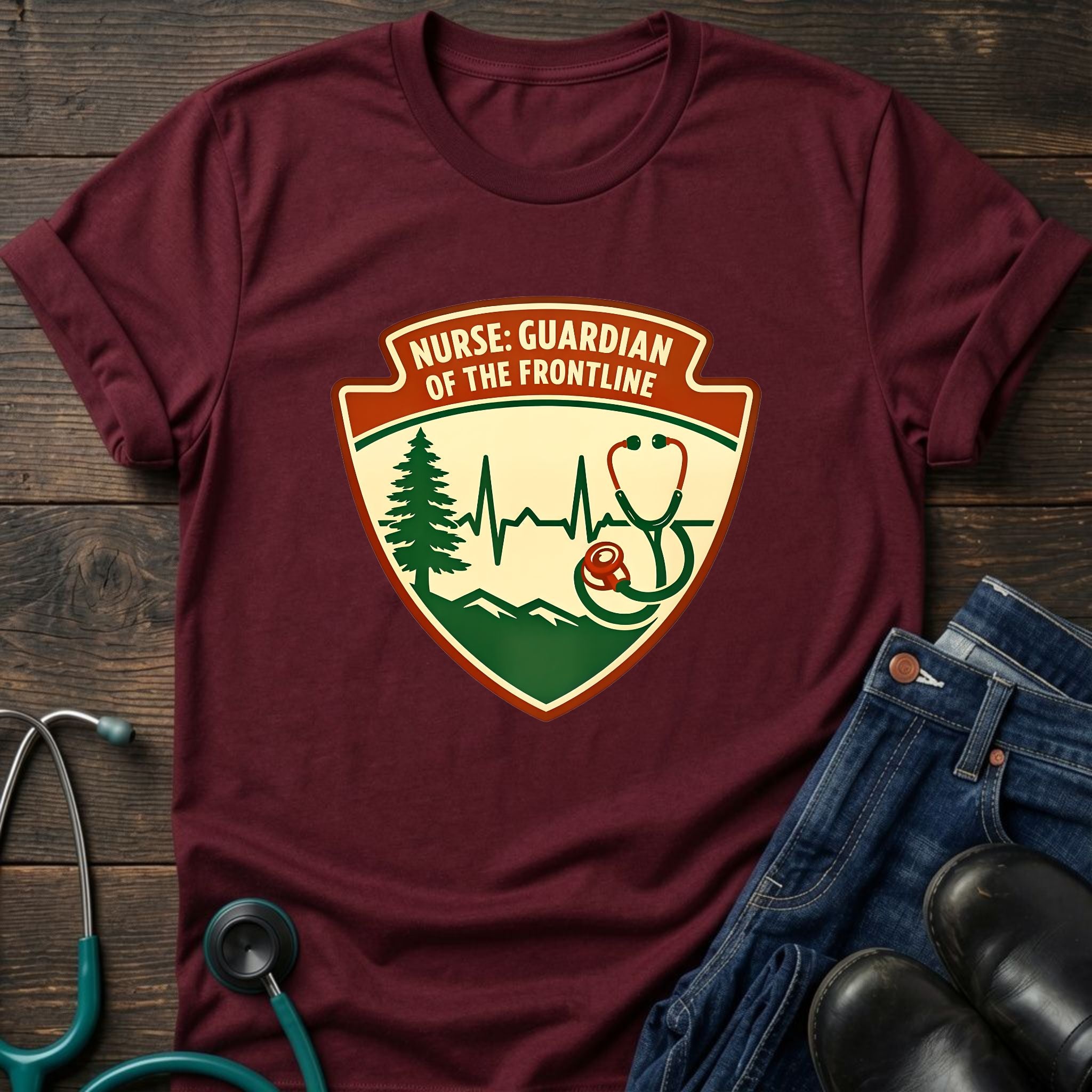 Guardian of the Frontline Retro Badge Nurse Tee