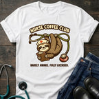 Barely Awake Fully Licensed Sloth Nurse Coffee Club Tee