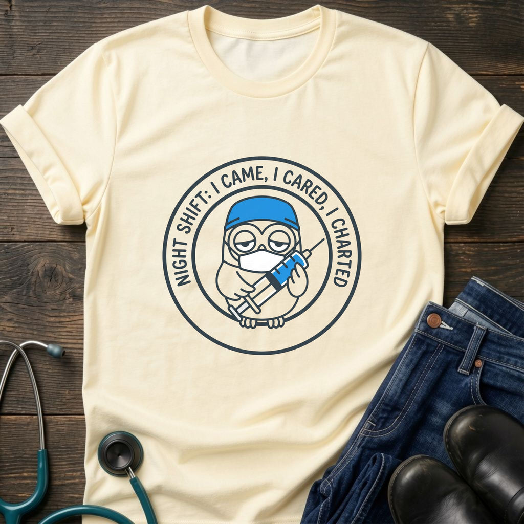 I Came I Cared I Charted Nurse Charting Humor Tee