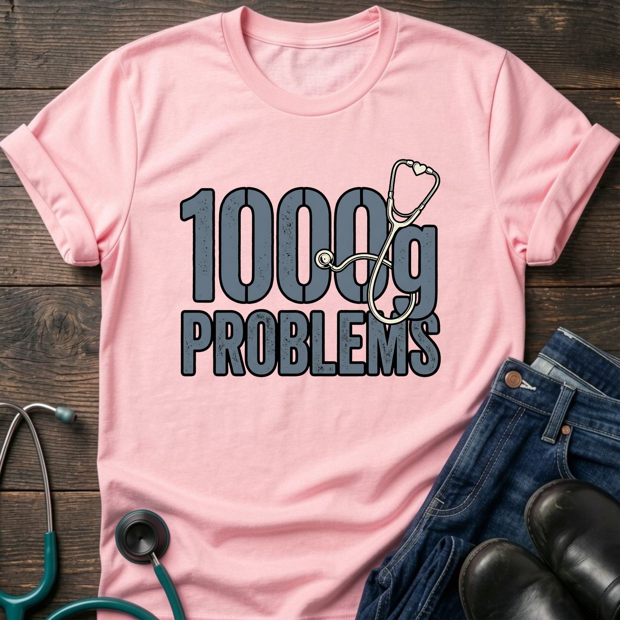 1000g Problems NICU Nurse Stethoscope Humor Tee
