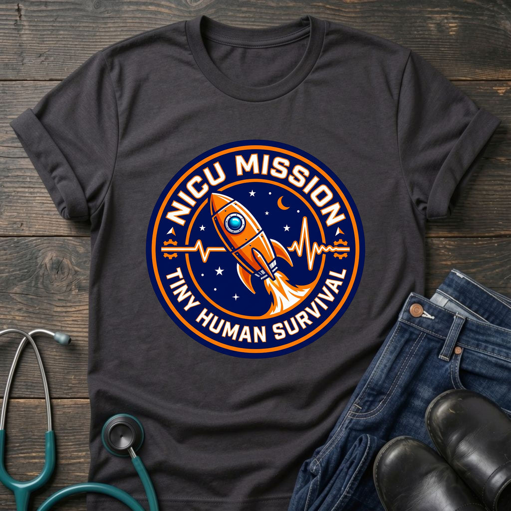 NICU Mission Rocket Tiny Human Survival Tee