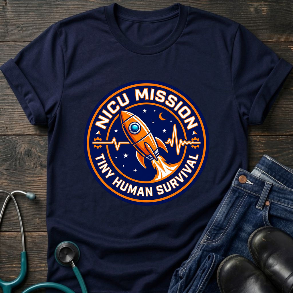NICU Mission Rocket Tiny Human Survival Tee