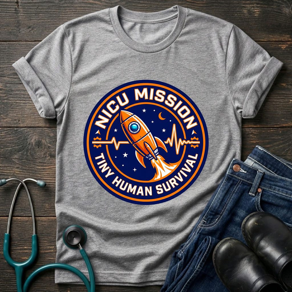 NICU Mission Rocket Tiny Human Survival Tee