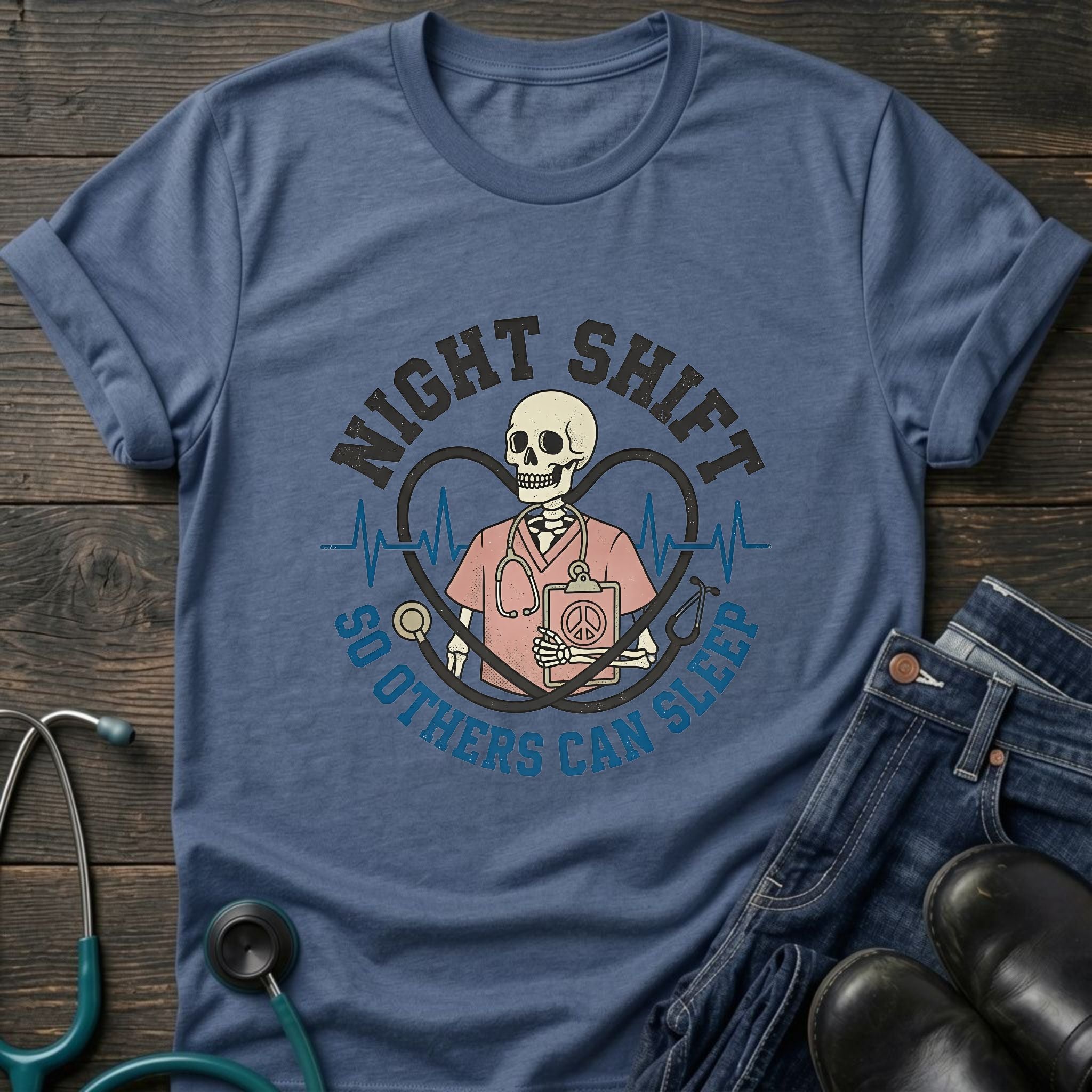 Night Shift So Others Can Sleep Skull Stethoscope Nurse Tee