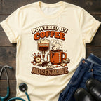 Powered by Coffee and Adrenaline Retro Nurse Tee
