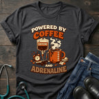Powered by Coffee and Adrenaline Retro Nurse Tee