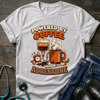 Powered by Coffee and Adrenaline Retro Nurse Tee