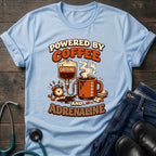 Powered by Coffee and Adrenaline Retro Nurse Tee
