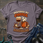 Powered by Coffee and Adrenaline Retro Nurse Tee