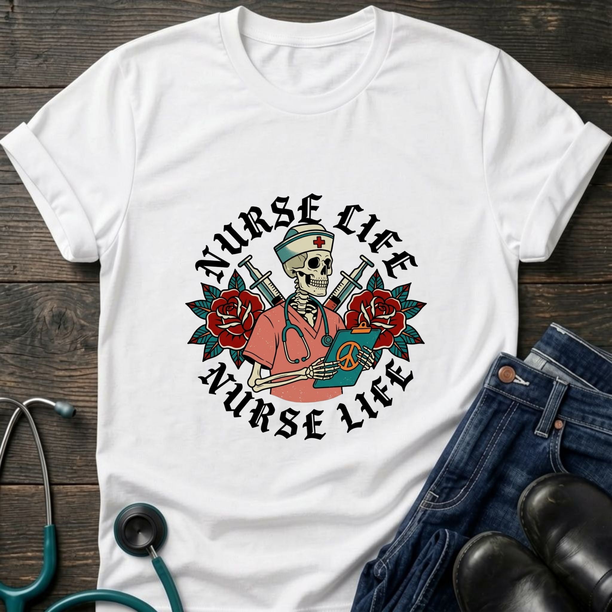 Vintage Floral Nurse Life Graphic Tee