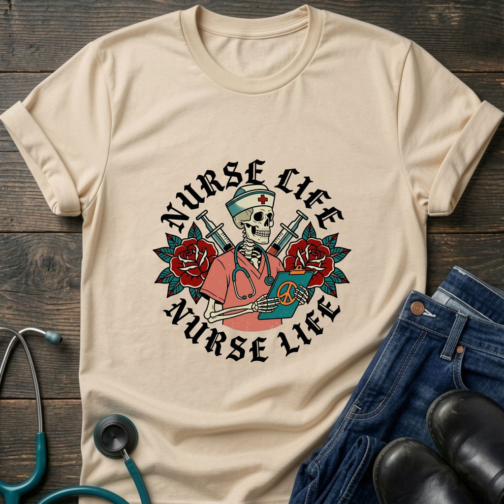 Vintage Floral Nurse Life Graphic Tee