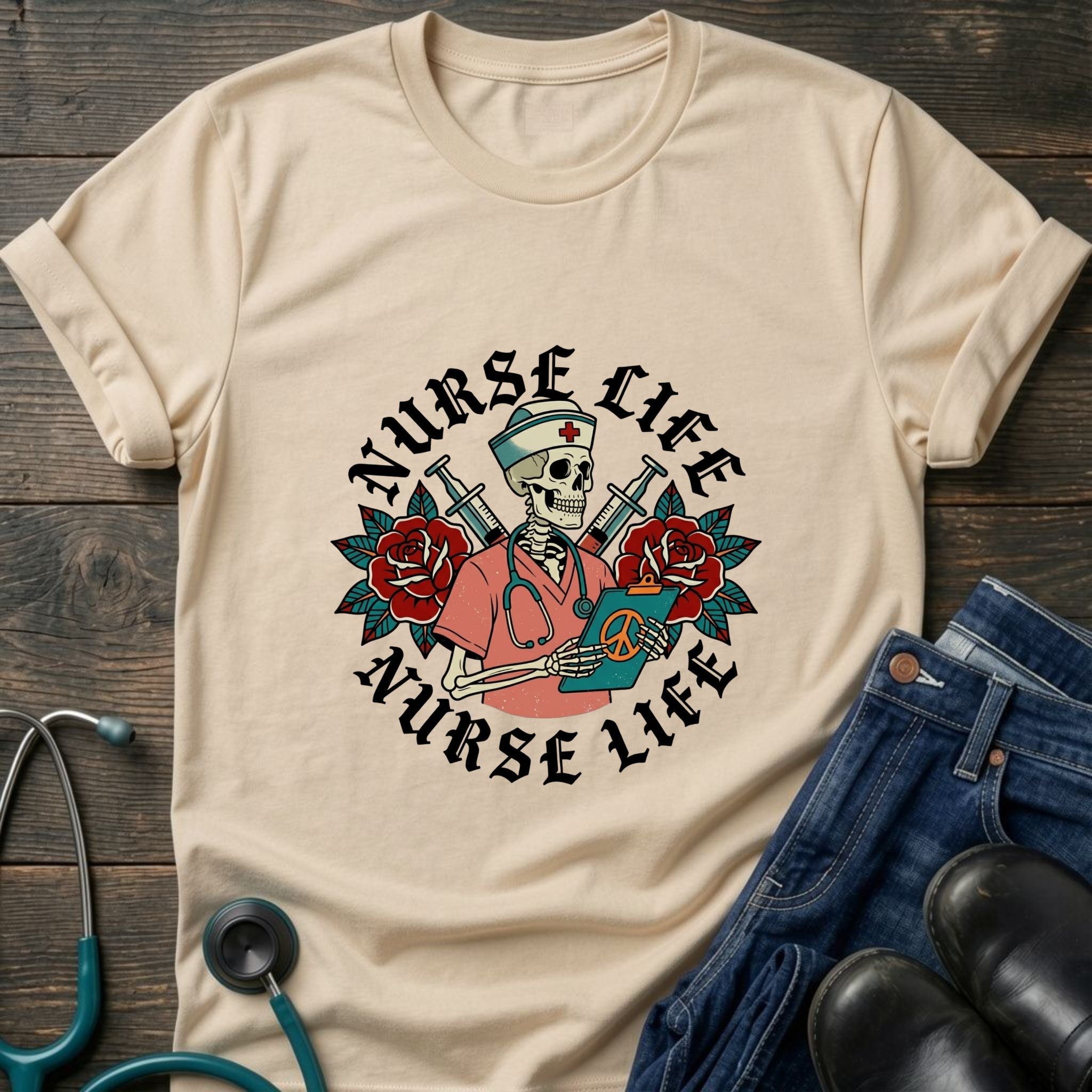 Vintage Floral Nurse Life Graphic Tee