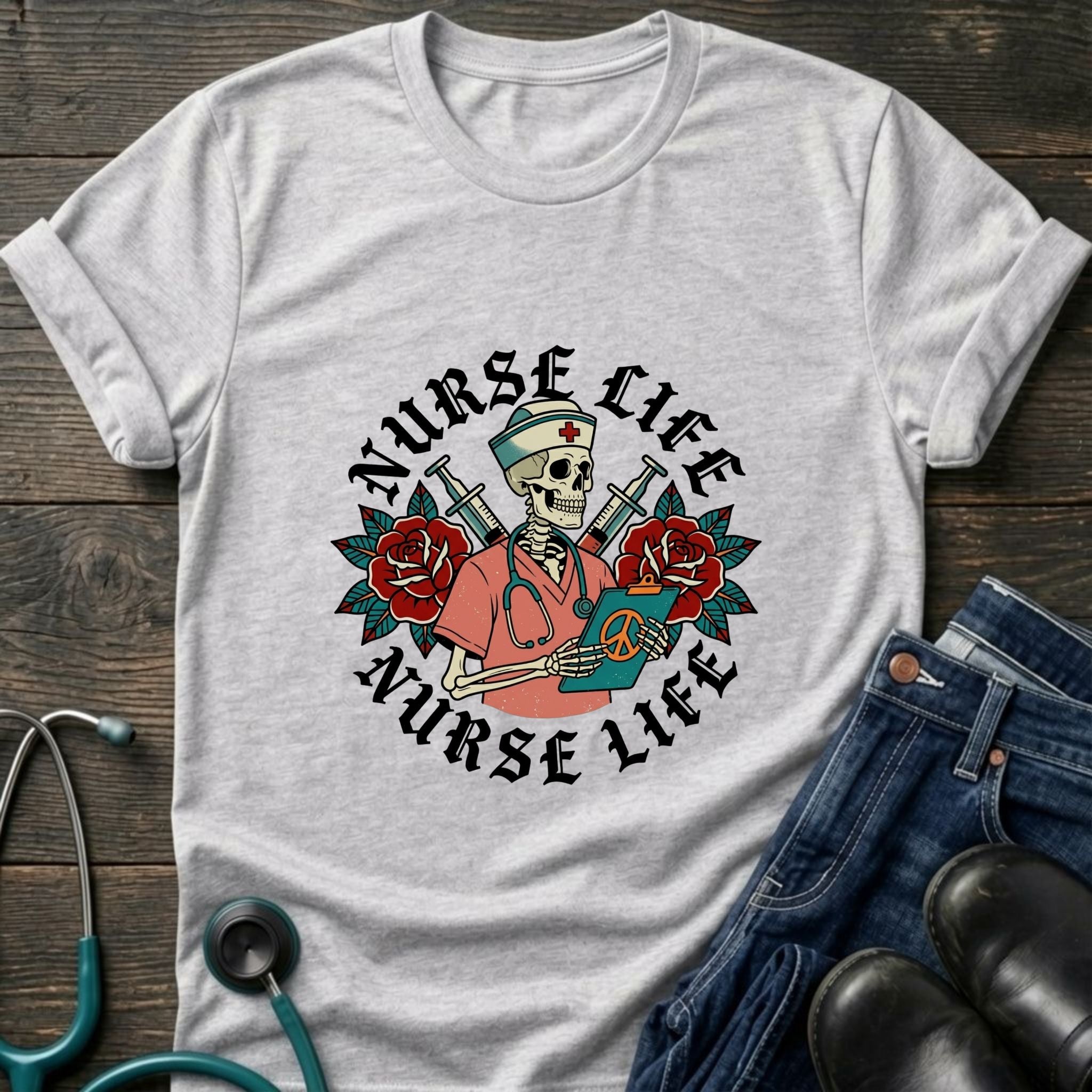 Vintage Floral Nurse Life Graphic Tee