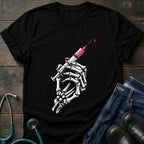 Gothic Medical Skeleton Hand Syringe Tattoo Nurse Tee