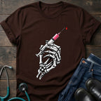 Gothic Medical Skeleton Hand Syringe Tattoo Nurse Tee