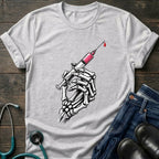 Gothic Medical Skeleton Hand Syringe Tattoo Nurse Tee