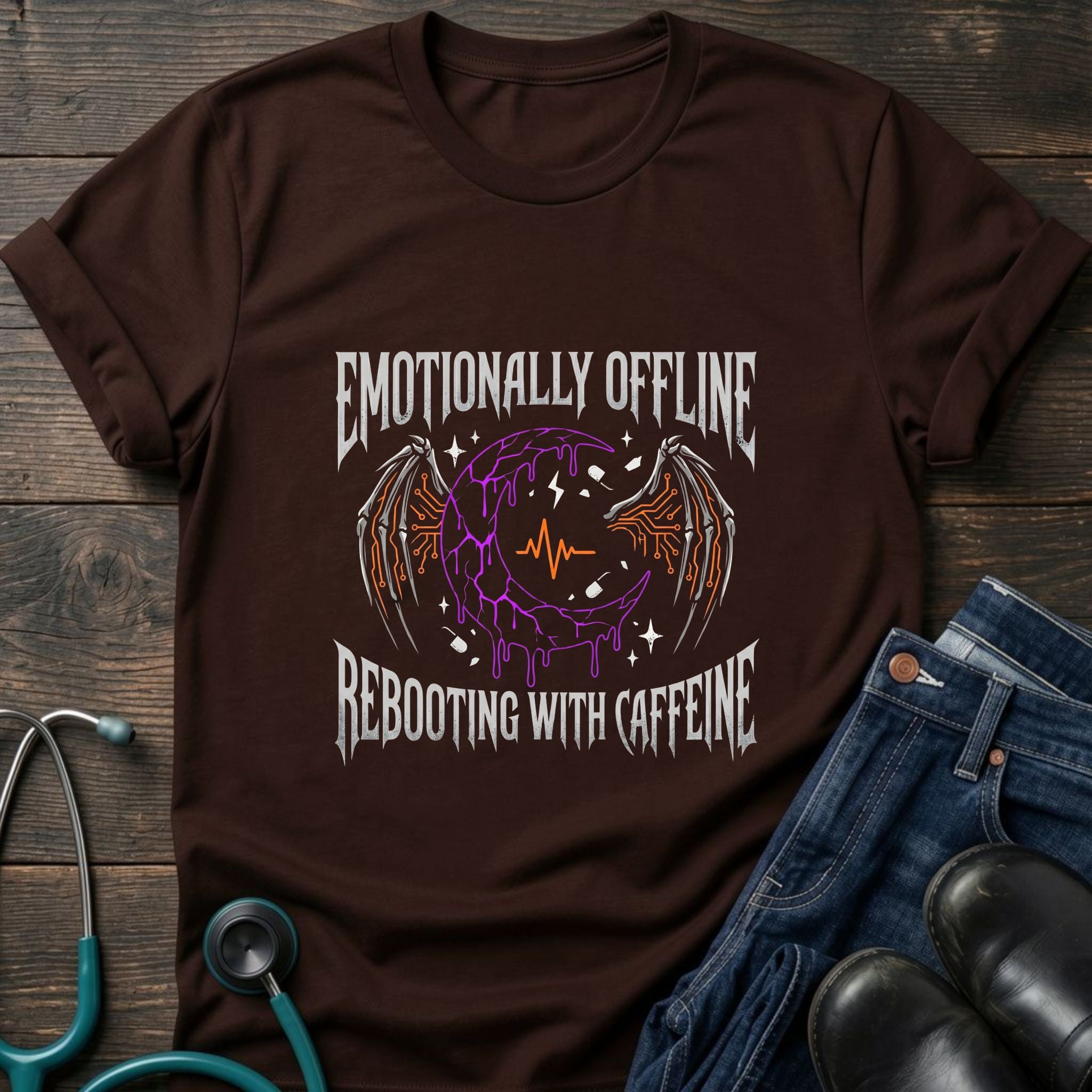 T‑Shirt — "Emotionally Offline" Gothic Heart Tee