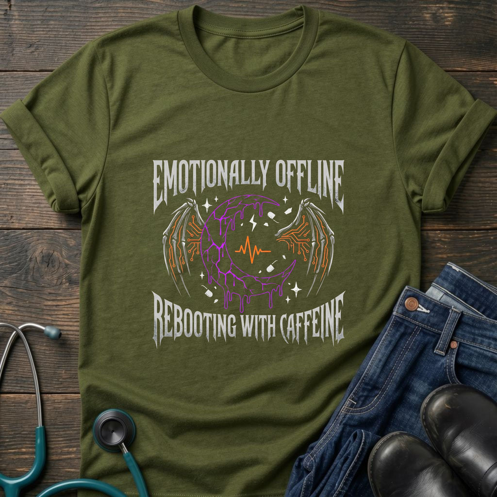 T‑Shirt — "Emotionally Offline" Gothic Heart Tee