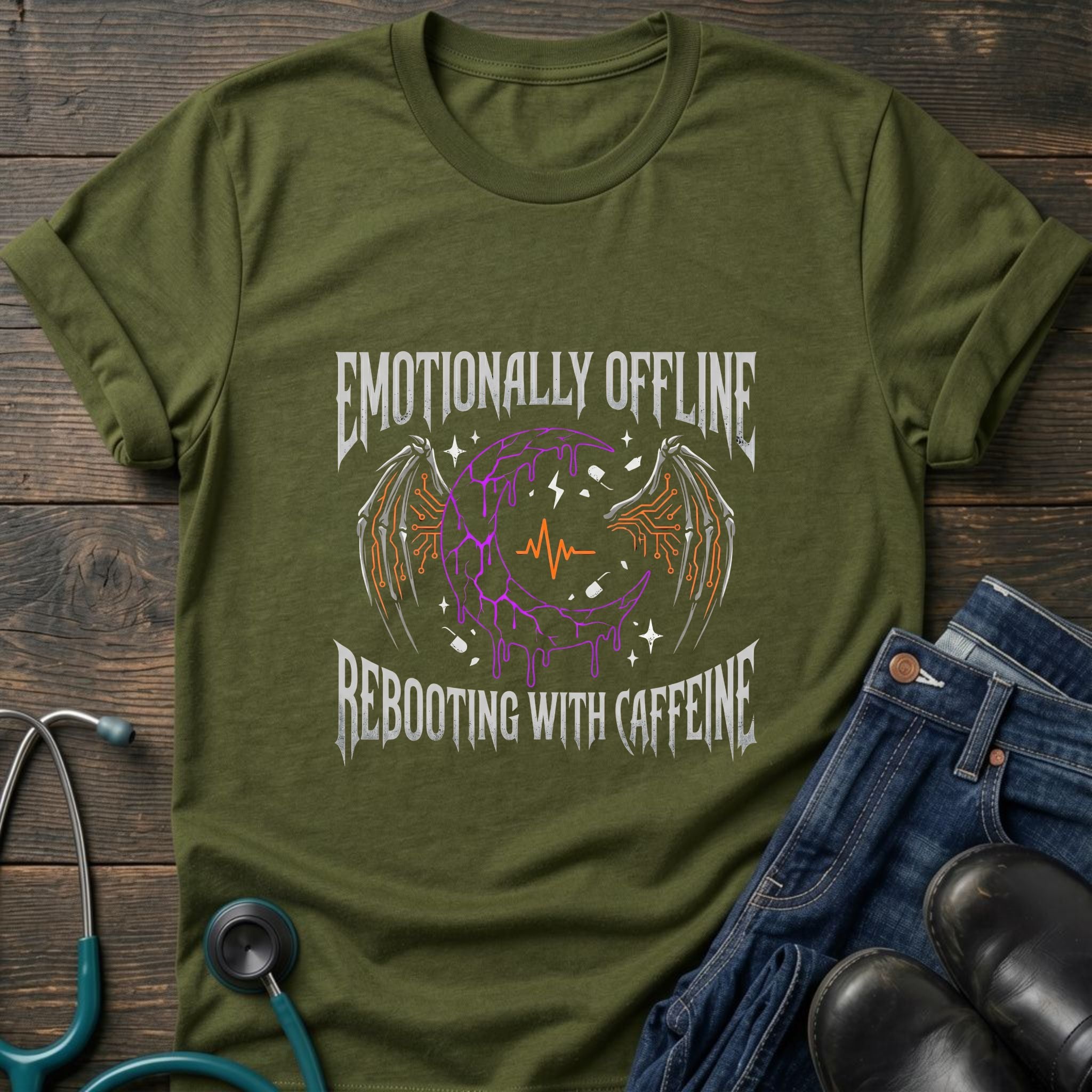 T‑Shirt — "Emotionally Offline" Gothic Heart Tee