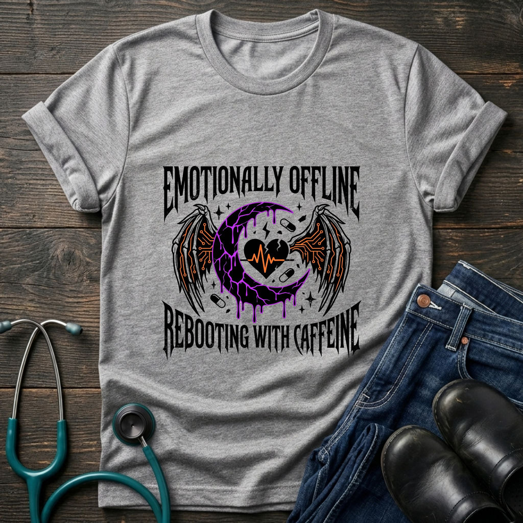 T‑Shirt — "Emotionally Offline" Gothic Heart Tee