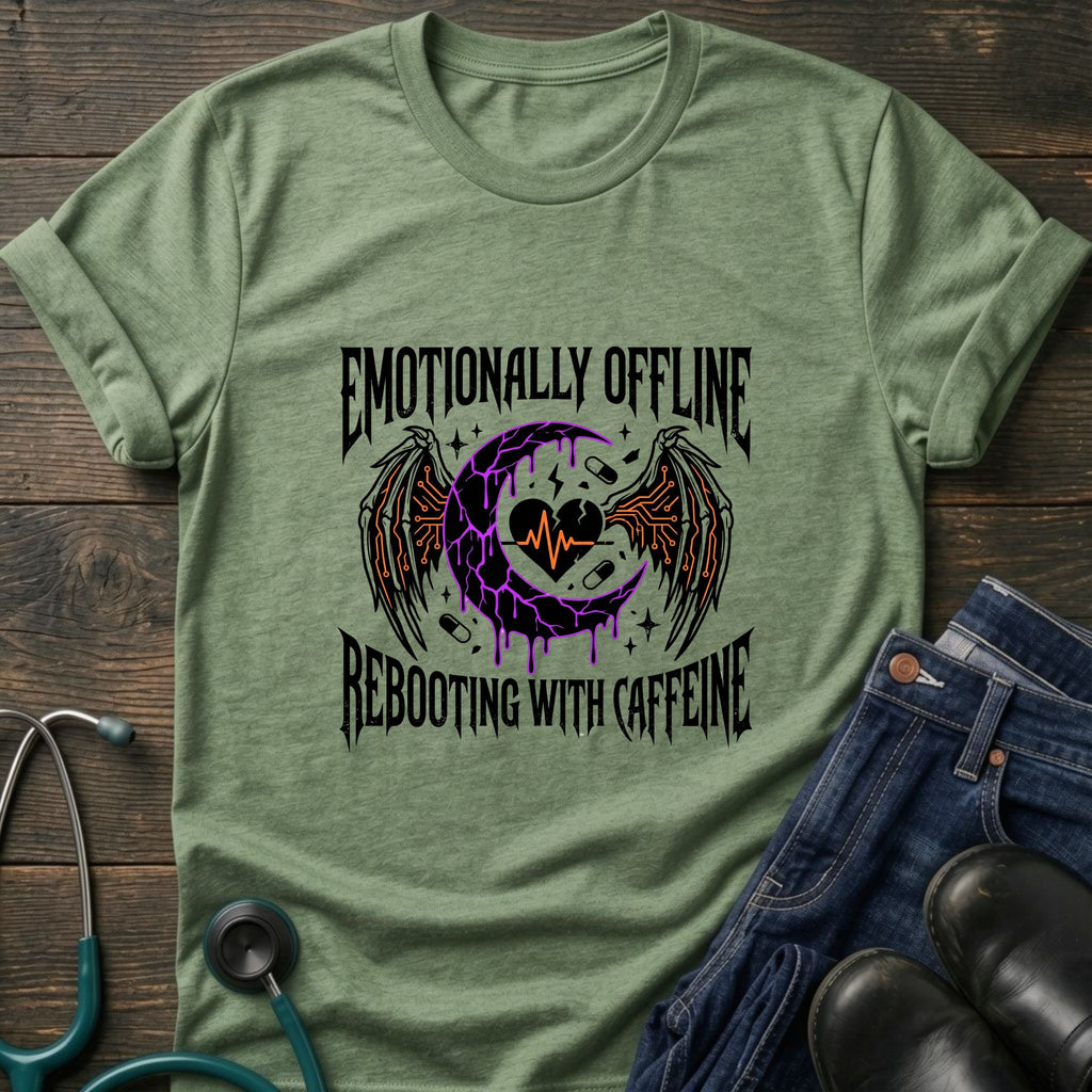 T‑Shirt — "Emotionally Offline" Gothic Heart Tee