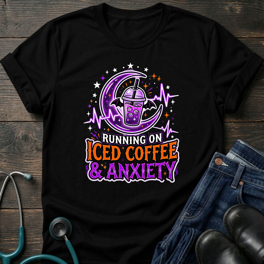 Iced Coffee and Anxiety Purple Boba Moon Nurse Tee