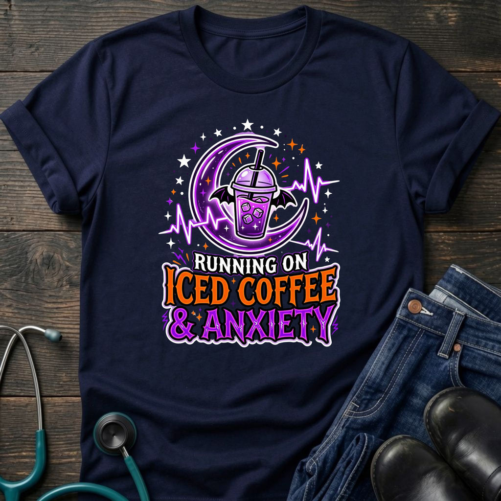 Iced Coffee and Anxiety Purple Boba Moon Nurse Tee