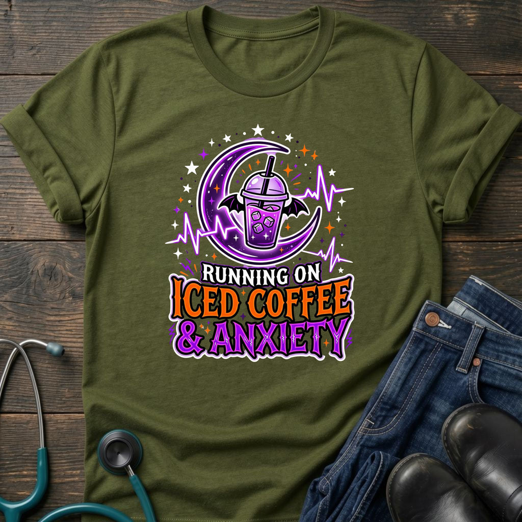 Iced Coffee and Anxiety Purple Boba Moon Nurse Tee