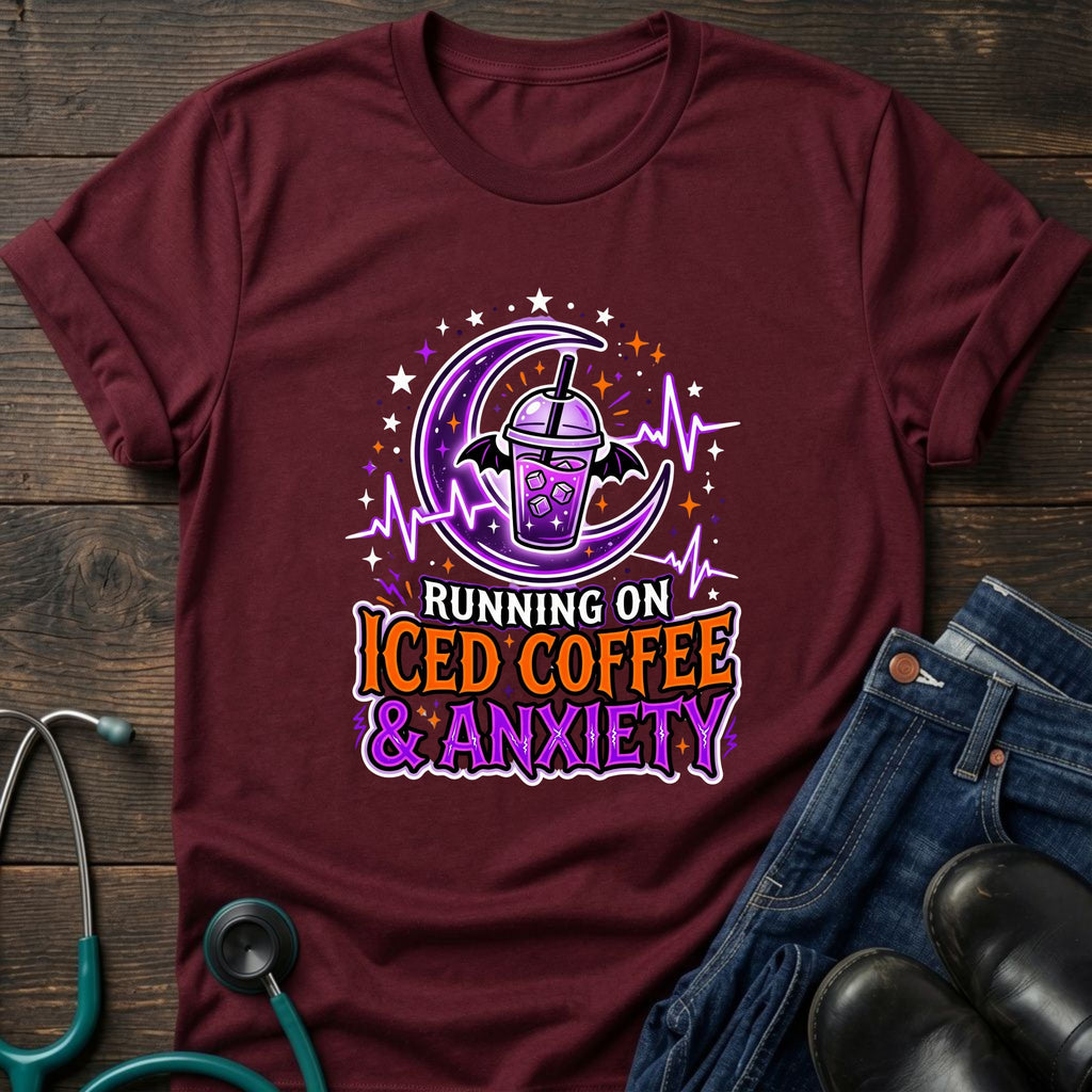 Iced Coffee and Anxiety Purple Boba Moon Nurse Tee
