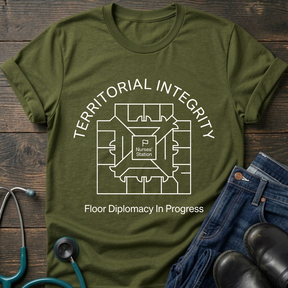 Territorial Integrity Nurse Tee — Floor Diplomacy in Progress