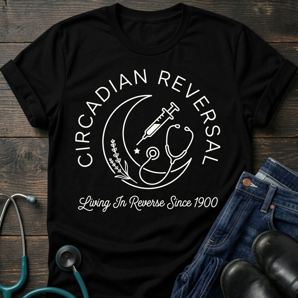 Circadian Reversal Nurse Tee — Living in Reverse Since 1900