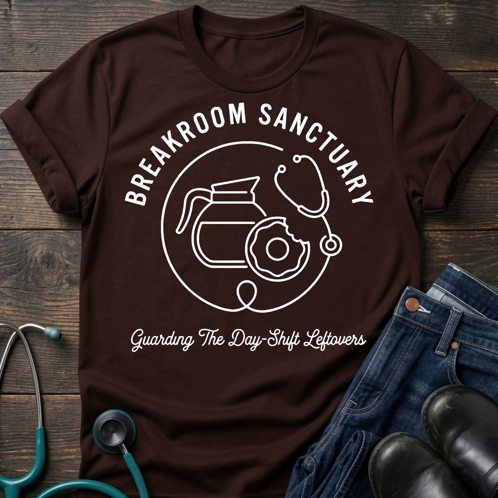 Breakroom Sanctuary Nurse Tee — Guarding the Day-Shift Leftovers