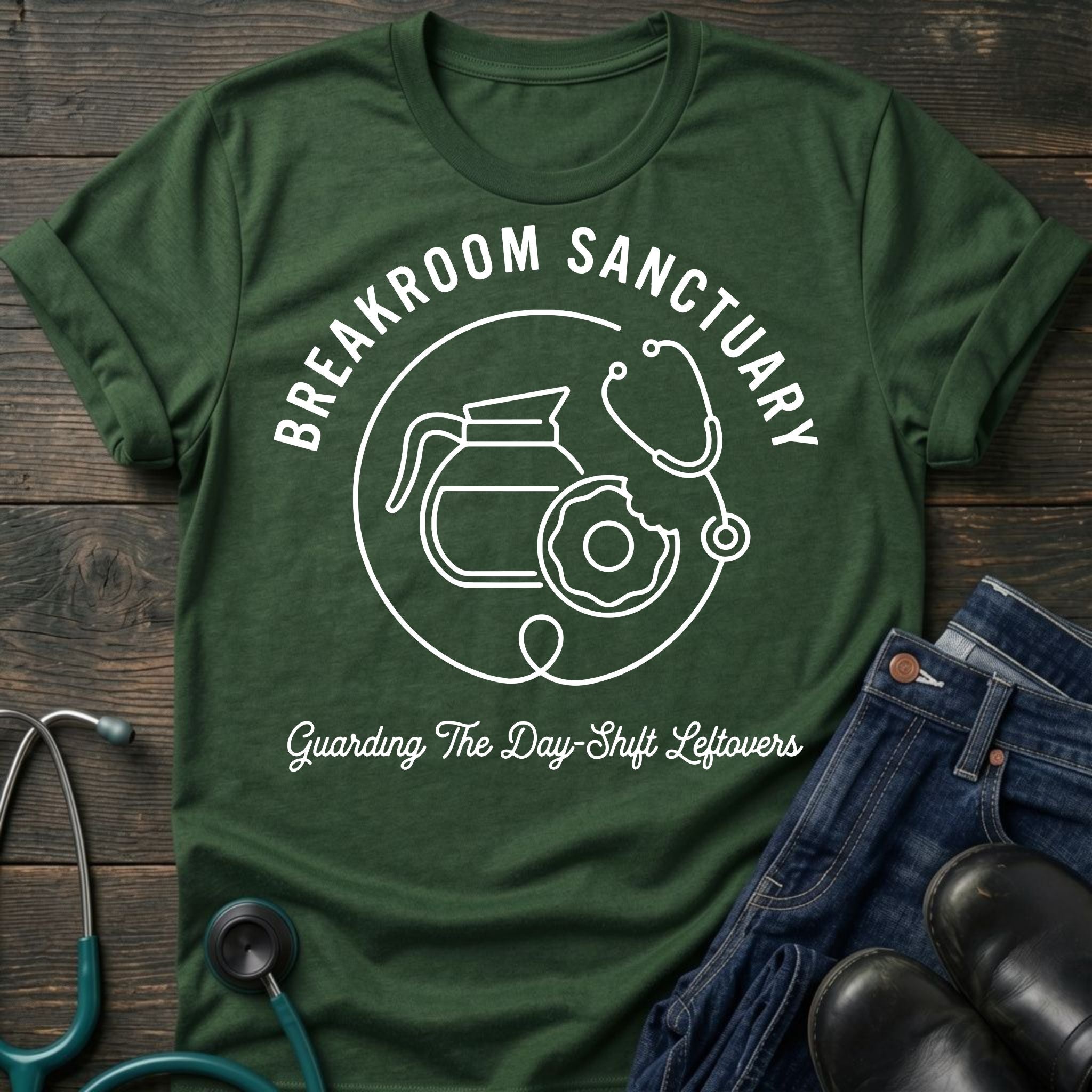 Breakroom Sanctuary Nurse Tee — Guarding the Day-Shift Leftovers