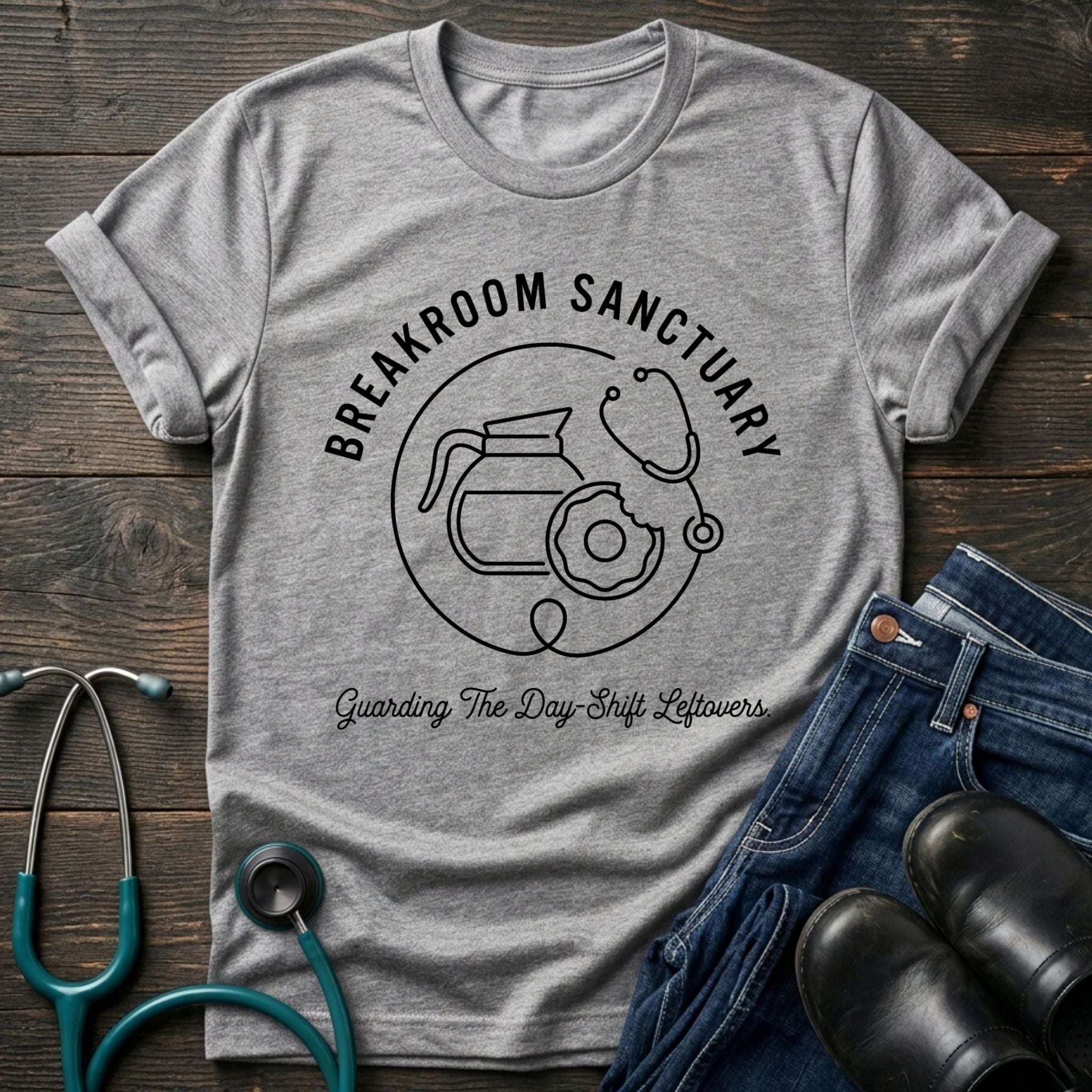 Breakroom Sanctuary Nurse Tee — Guarding the Day-Shift Leftovers