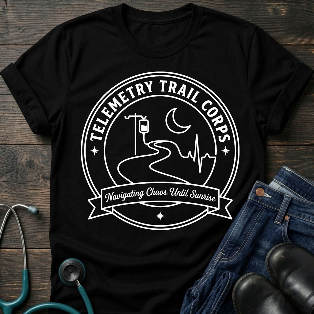 Telemetry Trail Corps Nurse Tee — Navigating Chaos Until Sunrise