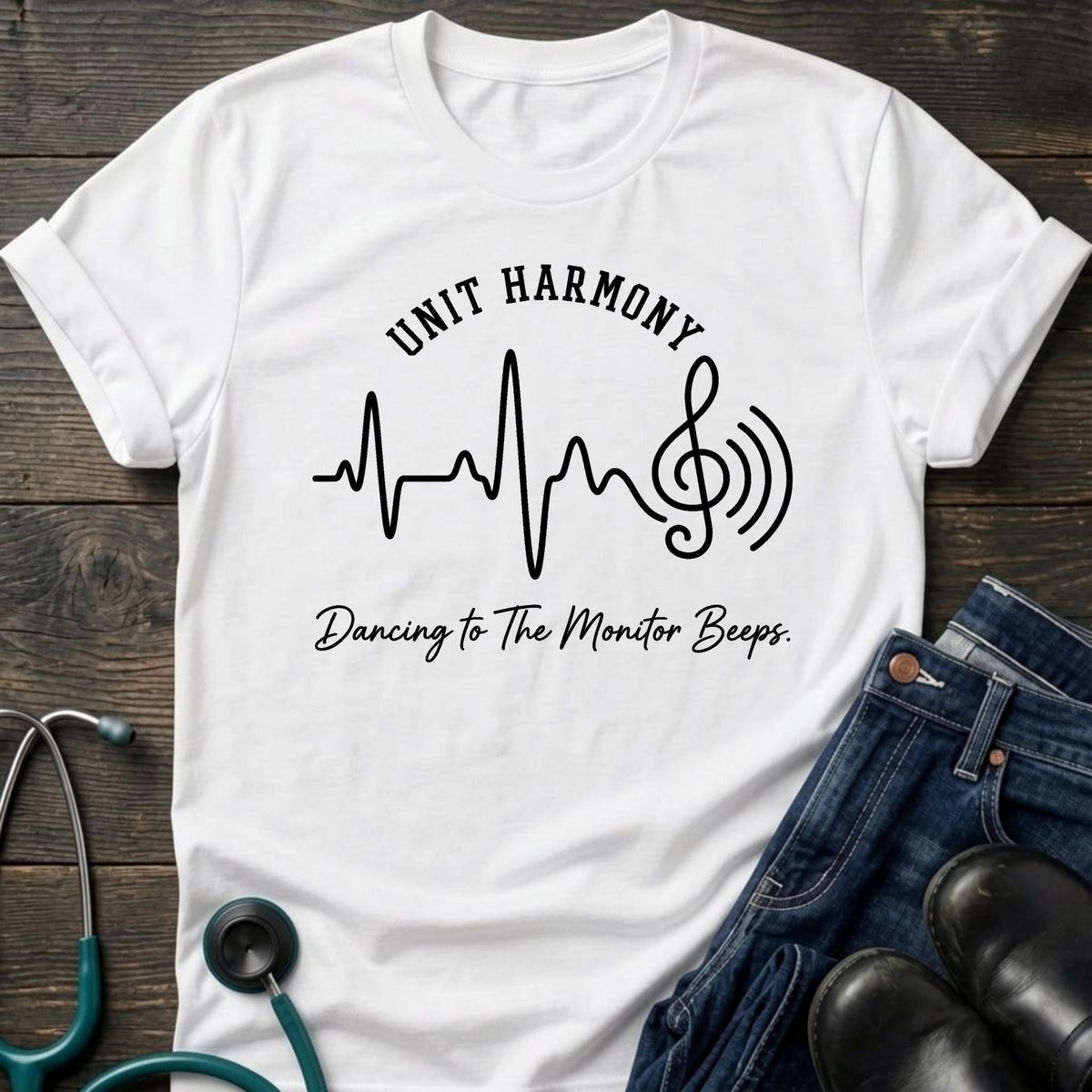 Unit Harmony Nurse Tee — Dancing to the Monitor Beeps