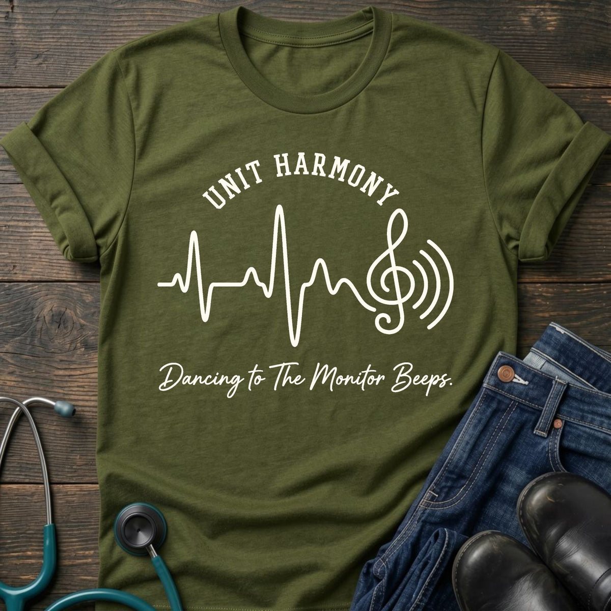 Unit Harmony Nurse Tee — Dancing to the Monitor Beeps