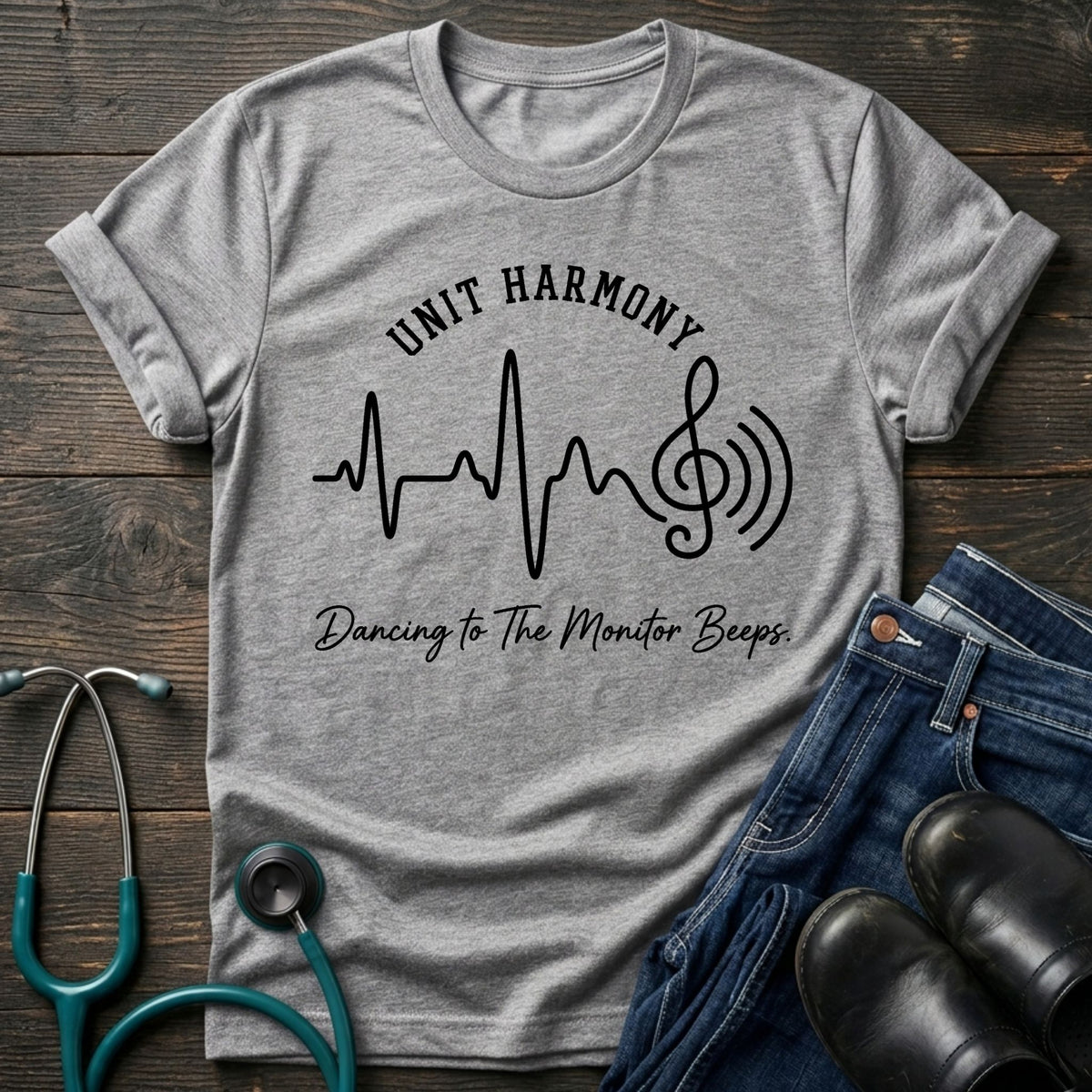 Unit Harmony Nurse Tee — Dancing to the Monitor Beeps