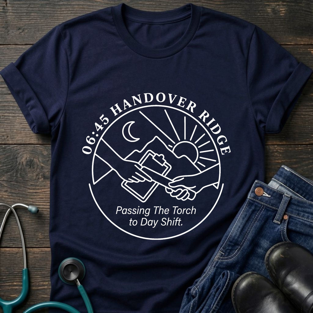 Handover Ridge Night Shift Nurse Tee — Passing the Torch to Day Shift