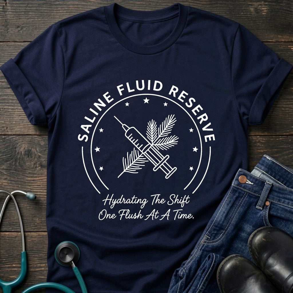 Saline Fluid Reserve Nurse Tee — Hydrating the Shift One Flush at a Time