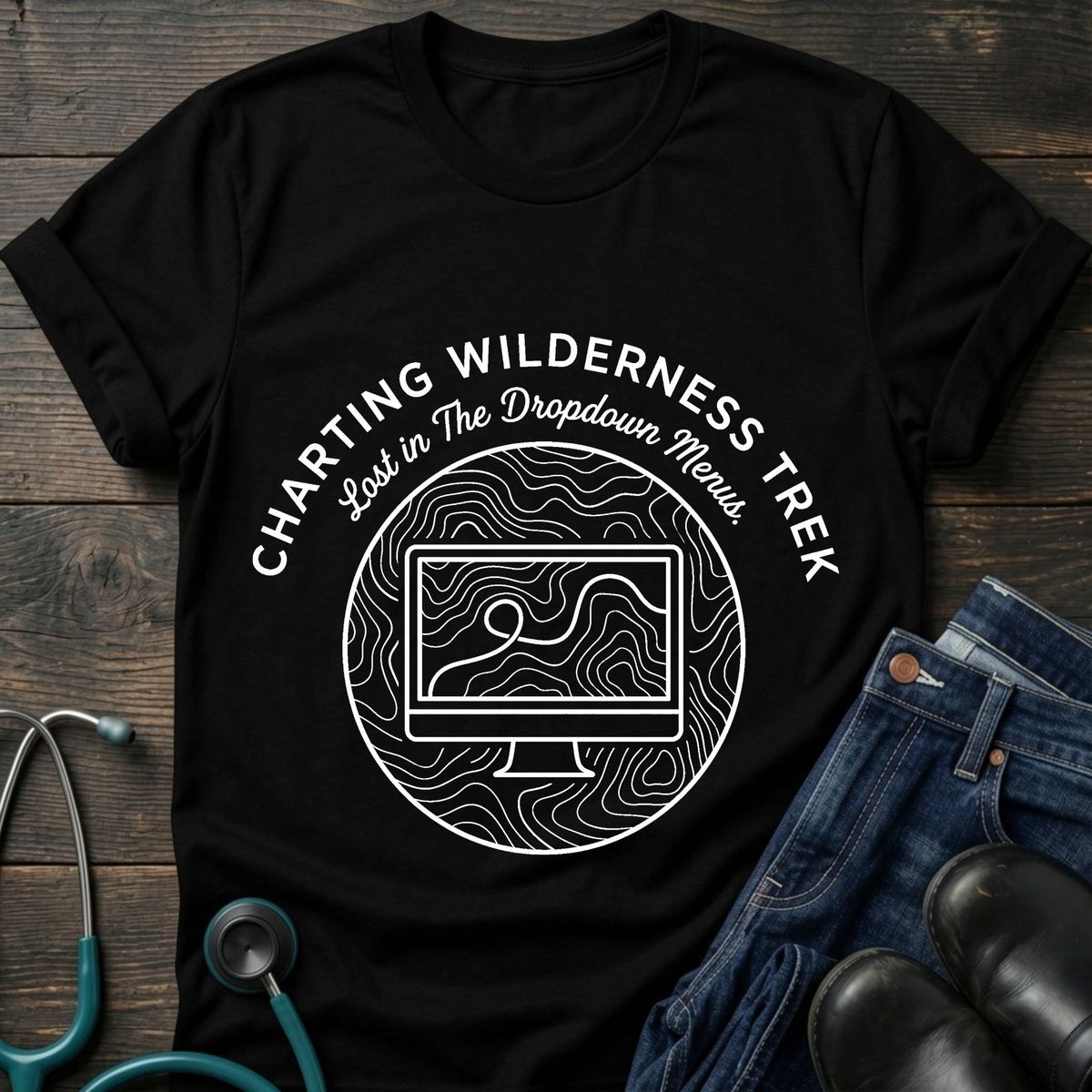 Charting Wilderness Nurse Tee — Lost in the Dropdown Menu